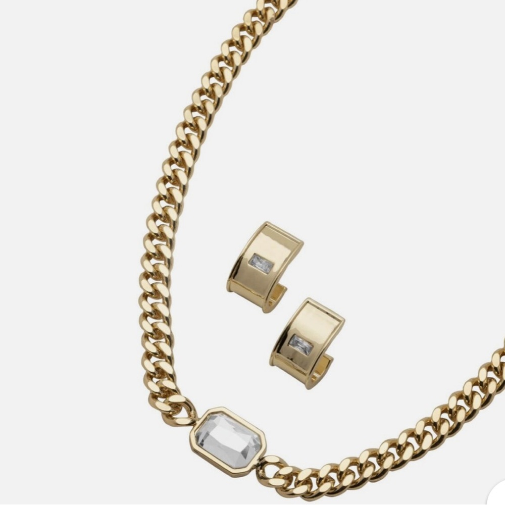 NWT, Short & Suite Chunky Gem Choker And Hoop Set - New in Package